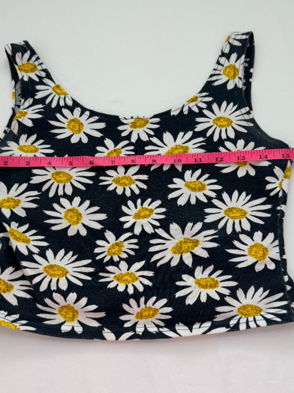 Y2K Floral Daisy Crop Top Black White Cami 90s Indie Soft Grunge Tank - Picture 3 of 5